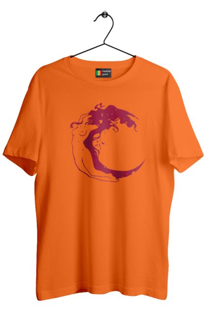 Men`s t-shirt with prints Moon girl. Cosmic, girl, moon, space, stars. 2070702