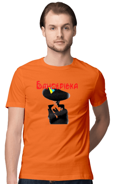 Футболка чоловіча з принтом "Бандерівка". Бандера, бандерівка, війна, військово повітряні війська, вірю в зсу, все, літак, ні війні, орки, слава україні, україна, українка. 2070702