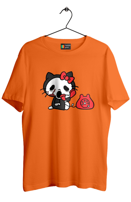 Футболка мужская с принтом Хелло Китти Хэллоуин. Halloween, hello kitty, бренд, кот, котенок, персонаж, хелло китти, хэллоуин. 2070702