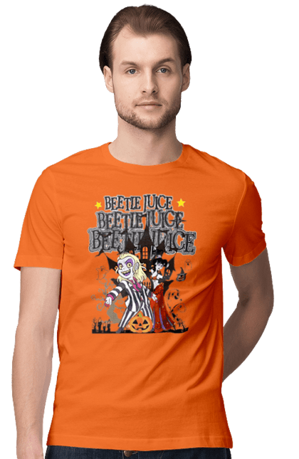 Men's t-shirt with prints Beetlejuice. Beetlejuice, comedy, ghost, horror, movie, tim burton, warner bros. 2070702