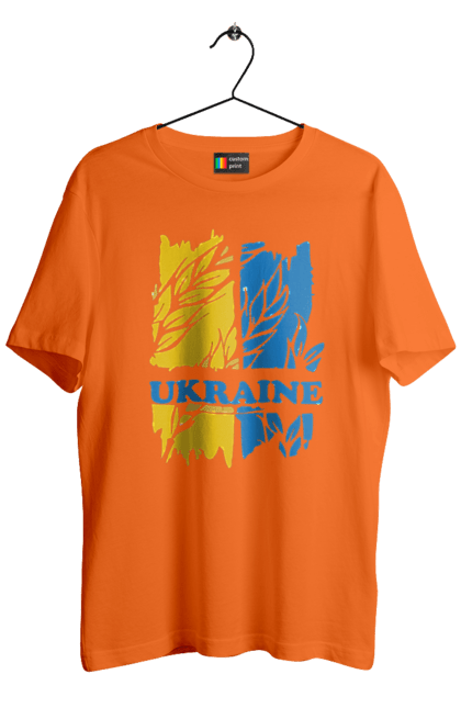 Футболка чоловіча з принтом "Україна колоски пшениці". Колоски пшениці, символ україни, україна, україна колоски пшениці, українська символіка. 2070702