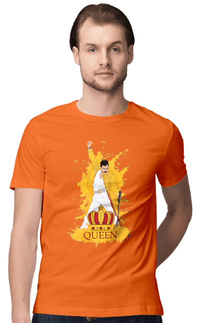 Men's t-shirt with prints Freddie Mercury. Freddie mercury, lettering, music, queen, rock, rock band. 2070702