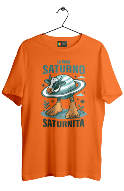 Футболка чоловіча з принтом "Lavaca Saturno Saturnita". Брейнрот, італійська гнилизна мозку, італійський брейнрот, італійський мем, італійські меми, корова сатурн, ла вака, ла вака сатурно, лавака сатурно, сатурно сатурніто. 2070702