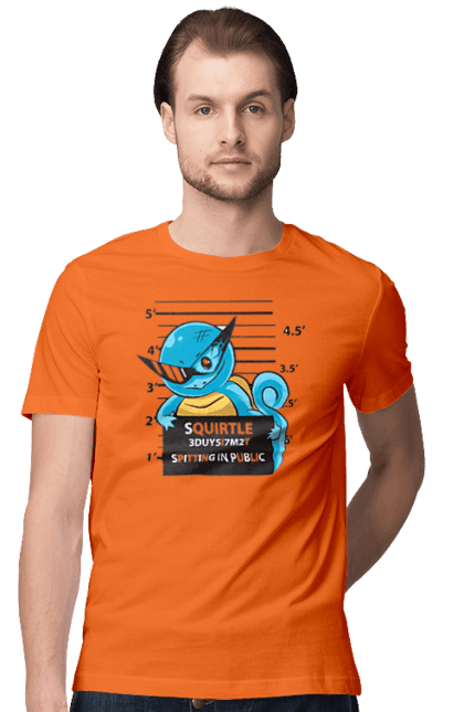 Men's t-shirt with prints Pokemon Squirtle Mugshot. Anime, games, mugshot, nintendo, pokemon, pokemon go, squirtle. 2070702