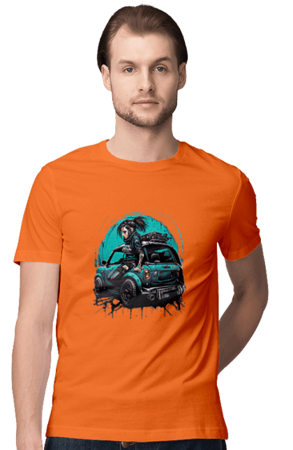 Футболка чоловіча з принтом "Кіберпанк дівчина". Арт, графіка, дівчата, ігри, кіберпанк, малюнок. 2070702