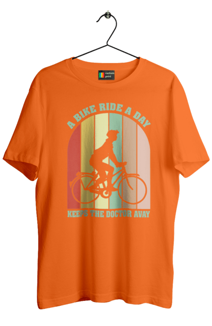 Футболка чоловіча з принтом "Поїздка на велосипеді". Велопрогулянка, велосипед, здоровий спосіб життя, зож, поїздка на велосипеді. 2070702