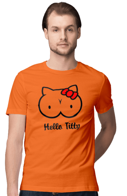 Men`s t-shirt with prints Hello kitty. Beauty, hello, hello kitty, kitty, matured. 2070702