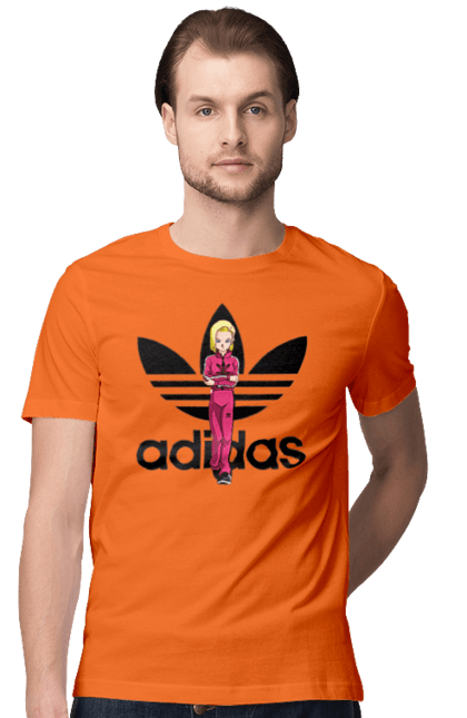 Футболка мужская с принтом Adidas Андроид 18. Adidas, android 18, dragon ball, адидас, андроид 18, аниме, жемчуг дракона, киборг, манга, сериал. 2070702