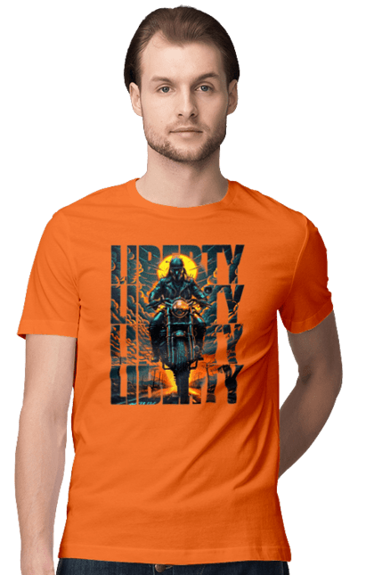 Футболка чоловіча з принтом "Байкер". Байкер, мотоцикліст, подорожі, свобода, туризм. 2070702