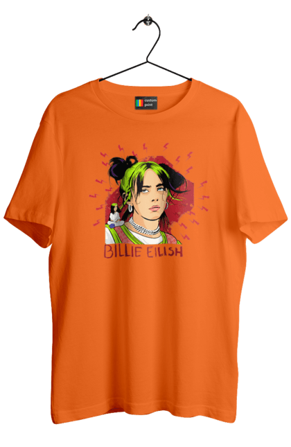 Футболка чоловіча з принтом "Біллі Айліш". Біллі айліш, логотип біллі айліш, принт біллі айліш, співачка біллі айліш. 2070702
