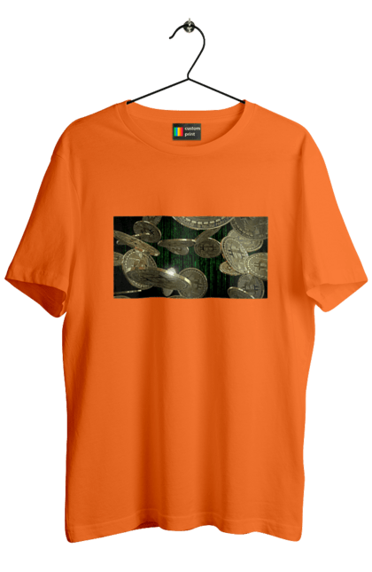 Футболка чоловіча з принтом "Біткойн". Багатство, біткойн, валюта, гроші, криптовалюта, курс, майнінг, матриця, монета, розкіш, цифровий світ. 2070702