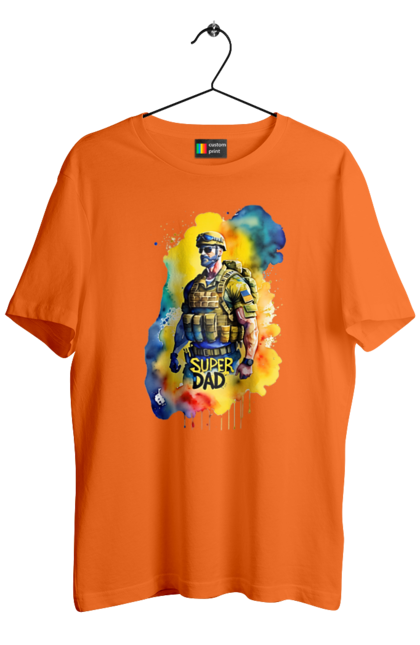 Футболка чоловіча з принтом "Супер тато ЗСУ". День батька, день тата, зсу, люблю тата, супер, супер тато, супер тато зсу, тато, тато зсу, україна. 2070702