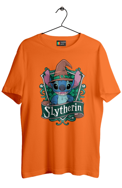 Men's t-shirt with prints Stich Slytherin. Faculty, franchise, harry potter, hogwarts, slytherin, stich. 2070702