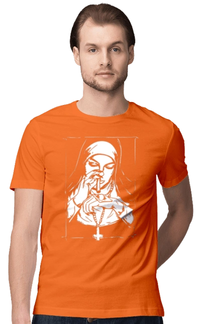 The nun sniffs the powder