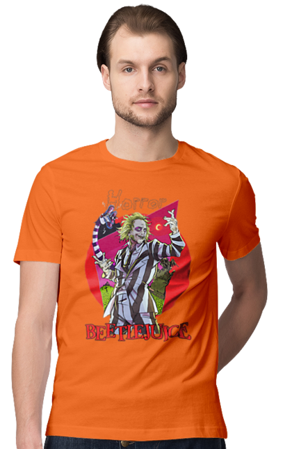 Men's t-shirt with prints Beetlejuice. Beetlejuice, comedy, ghost, horror, movie, tim burton, warner bros. 2070702