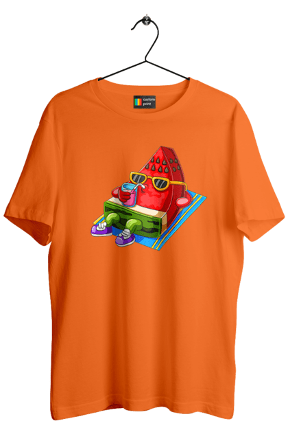 Футболка чоловіча з принтом "Кавун П'є Коктейль". Кавун, коктейль, літо. 2070702