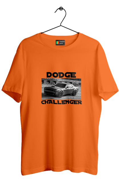 Men`s t-shirt with prints Dodge challenger. An american legend, auto, car, classic car, cult car, dodge challenger, powerful car, zhmasl kar. 2070702