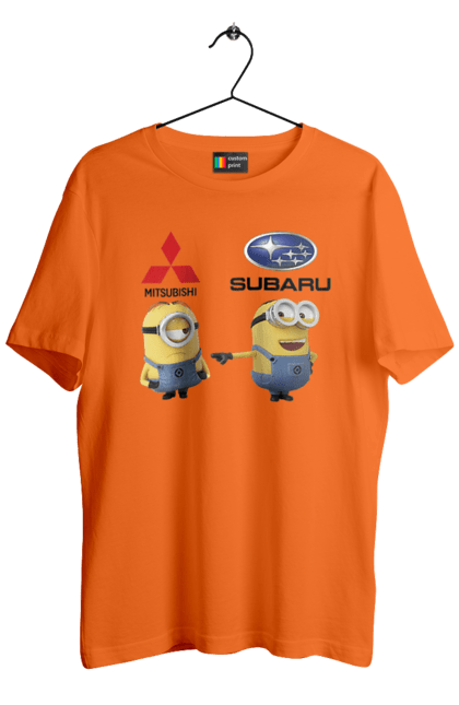 Men`s t-shirt with prints Minion. Auto, cars, minions, mitsubishi, subaru. 2070702