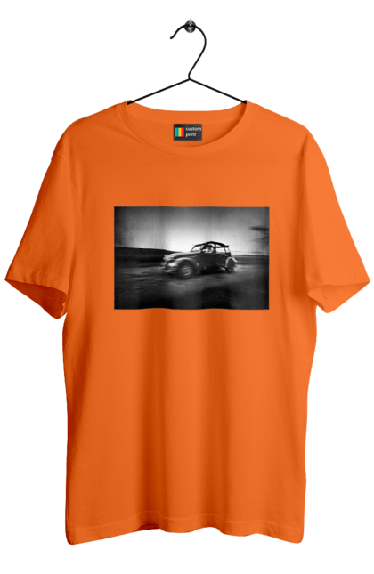 Футболка чоловіча з принтом "Ретро машина чб". Авто, ретро, ретро машина, чорно біла машина. 2070702