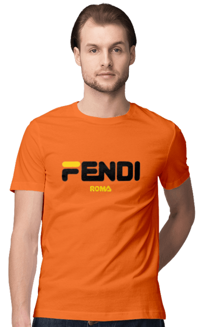 Футболка мужская с принтом Fendi. Fendi, lvmh, бренд, дом моды, италия, люкс, мода, одежда, сумка, фенди. 2070702