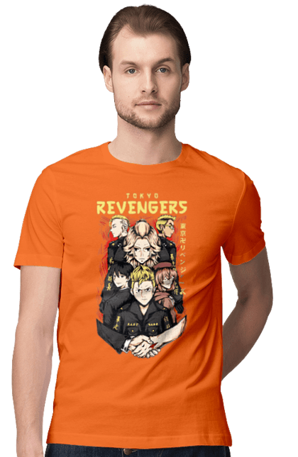 Men's t-shirt with prints Tokyo Avengers. Action movie, anime, fantasy, game, manga, takemichi, thriller, tokyo avengers, tokyo revengers, tv series. 2070702