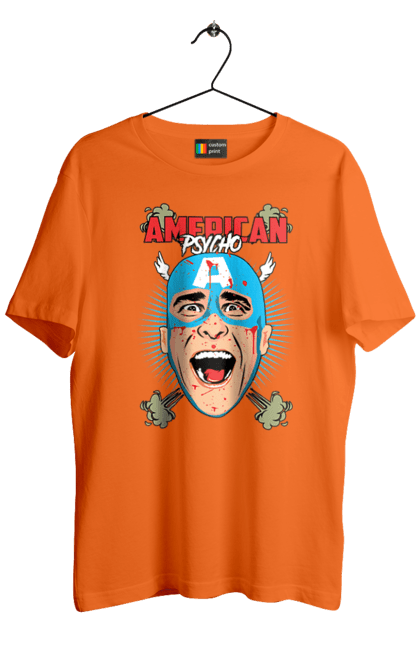 Men's t-shirt with prints American Psycho. American psycho, book, captain america, movie. 2070702