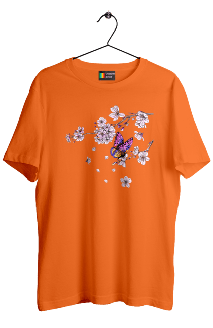 Футболка чоловіча з принтом "Метелик І Сакура". Весна, дерево, метелик, сакура. 2070702