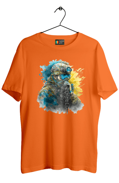 Футболка чоловіча з принтом "Снайпер ЗСУ". Армія, зсу, прапор україни, символи україни, снайпер, солдат, україна. 2070702