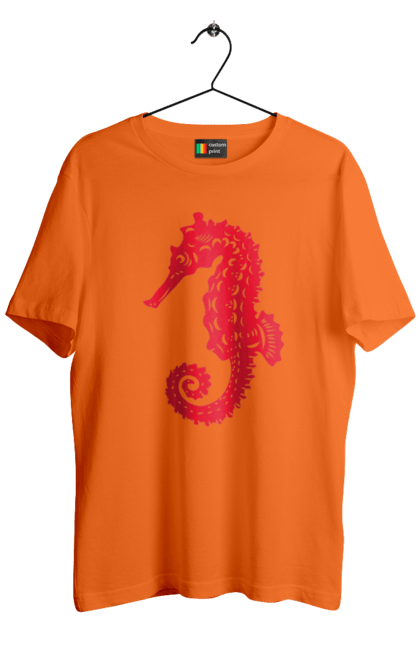 Футболка чоловіча з принтом "Морський коник". Відпочинок, квіти, літні канікули, літо, море, морський коник, морські жителі. 2070702