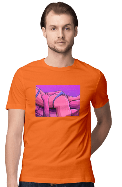 Футболка чоловіча з принтом "Зняття Трусиків З Дівчини". Гола, тіла, труси. 2070702