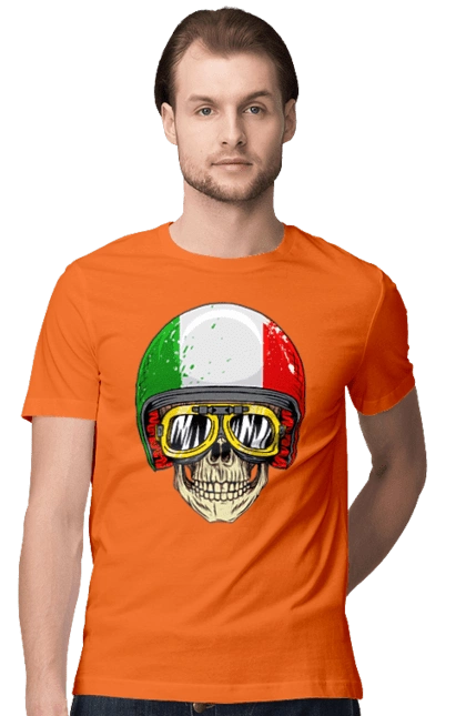 Skull in a motorcycle helmet