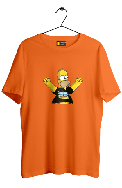 Футболка чоловіча з принтом "Сімпсон та російський корабель". Війна, гомер, гомер сімпсон, марка корабель, патріот, перемога, російський корабель, сімпсон, україна. 2070702