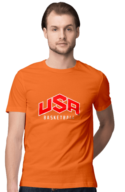 Футболка чоловіча з принтом "Баскетбол США". Basketball, usa, usa basketball, баскетбол, команда, спорт, спортивна команда, сша. 2070702