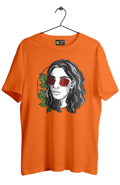 Футболка чоловіча з принтом "Дівчина З Трояндами На Очах". Дівчина, троянда. 2070702