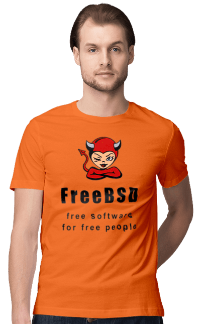 Футболка чоловіча з принтом "Freebsd Для Вільних". Bsd, freebsd, unix, адміністратор, айті, айтішник, безкоштовна, безкоштовно, бестія, вільна, демон, демонесса, доступність, незалежність, операційна система, ос, програміст, програмне забезпечення, свобода, сисадмін, система, системний адміністратор, софт, текст, червоний, чорний. 2070702