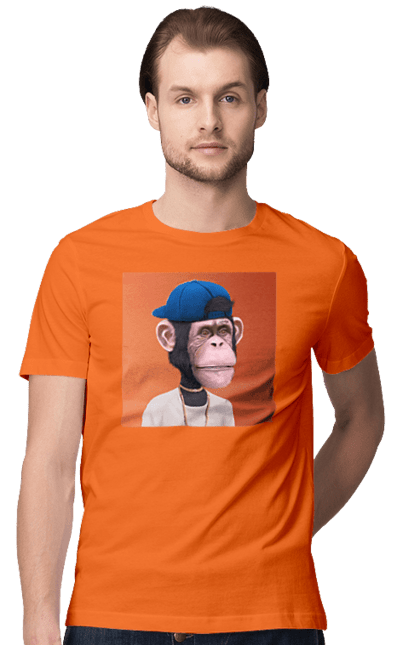 Футболка чоловіча з принтом "Мавпочка 6". Nft, персонаж, принти, ручне малювання, футболки. CustomPrint.market