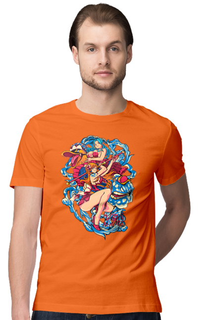 Men's t-shirt with prints One Piece Nami. Anime, cat burglar, manga, nami, one piece, straw hat pirates. 2070702