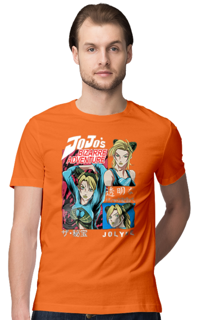 Men's t-shirt with prints JOJO Jolyne Cujoh. Anime, jojo, jojo`s bizarre adventure, jojo’s bizarre adventure, jolyne cujoh, manga. 2070702