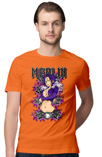 Men's t-shirt with prints Seven Deadly Sins Merlin. Adventures, anime, comedy, fantasy, manga, merlin, seven deadly sins. 2070702