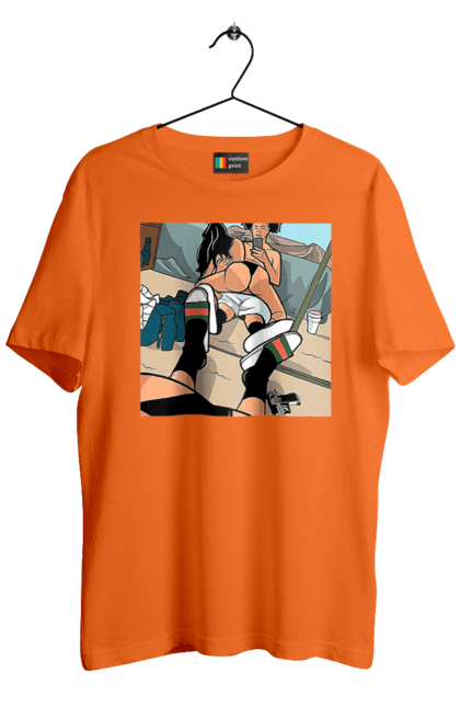 Футболка чоловіча з принтом "Голе Селфі У Дзеркалі". Жопа, зверху, селфі. 2070702