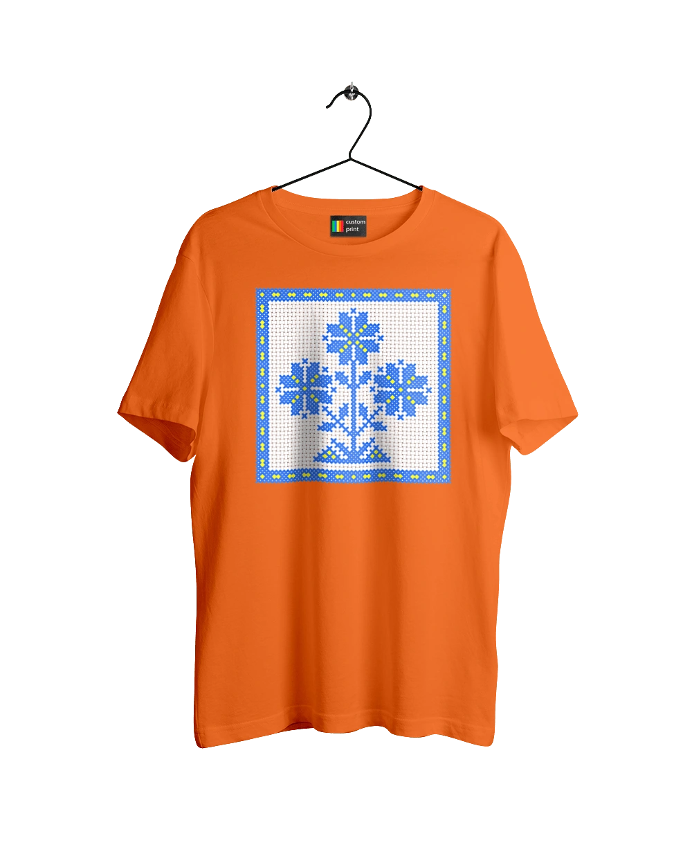 Жовто блакитна вишивка квіти