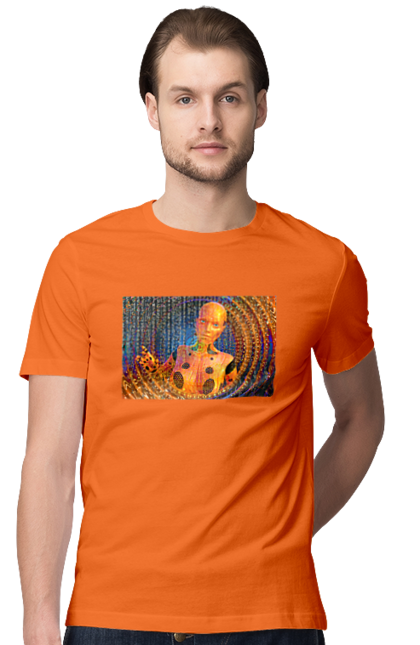 Футболка чоловіча з принтом "Штучний інтелект". Айті, айтішник, гик, жінка, знання, інженер, інтелект, кібер, кібернетика, кіборг, код, комп, комп`ютерник, кристал, машинне навчання, мікросхема, мозок, портрет, програміст, професіонал, професія, розробник, розум, хакер, чіп, штучний інтелект, штучний розум. 2070702