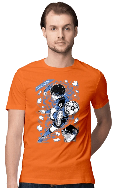 Футболка чоловіча з принтом "Синя в'язниця Йоічі Ісагі". Blue lock, yoichi isagi, аніме, блю лок, йоічі ісагі, манга, синя в`язниця, спорт, спортивне аніме. 2070702