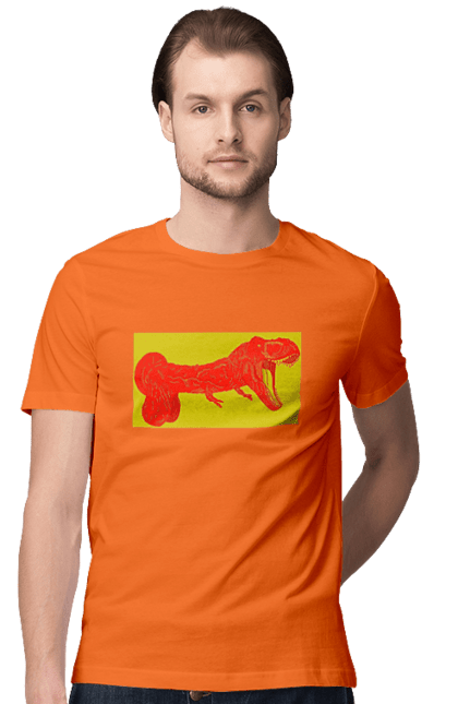 Футболка чоловіча з принтом "Член Динозавр". Динозавр, писюн, член. 2070702