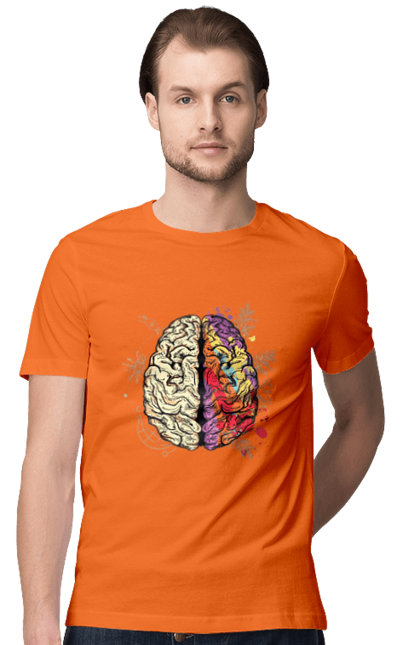 Футболка чоловіча з принтом "Творчість та логіка". Бінарний, біткоїн, біткойн, валюта, гроші, крипто, наука, програміст, программист, творчество, техно, хакер, художник, цветной. 2070702