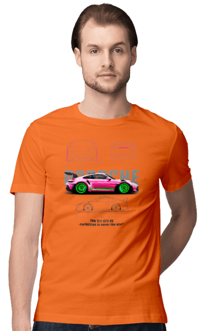 Men's t-shirt with prints Porsche 911 GT3 RS. Auto, automobile, car, porsche, porsche 911, sport, sports car. 2070702