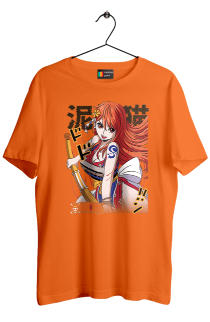 Men's t-shirt with prints One Piece Nami. Anime, cat burglar, manga, nami, one piece, straw hat pirates. 2070702