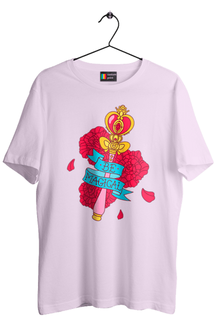 Men's t-shirt with prints Be Magical. Anime, charm, flowers, magic, rose flower, sailor moon, tv series, wand. 2070702