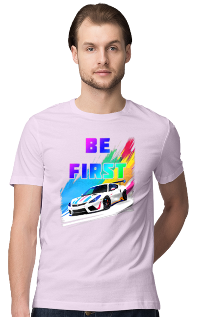 Футболка чоловіча з принтом "Гонка". Автомобільний, гонка, спортивна машина, спортивний автомобіль. 2070702