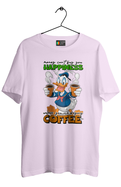 Men's t-shirt with prints Donald Duck Coffee. Animated series, cartoon, coffee, cup, disney, donald duck. 2070702